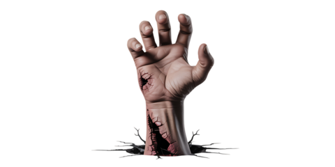 Desperate hand breaking through darkness seeking help or escape from crisis