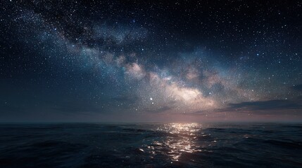 milky way over the ocean at night