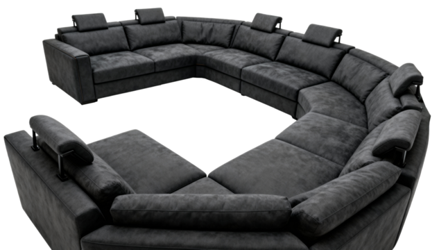 an i-shaped modern grey sectional sofa.