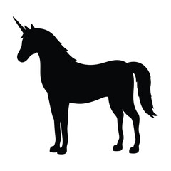 Unicorn silhouette vector illustration magical creature fantasy horse horned animal design graphic art