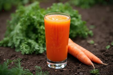 Juice Made from Bright Red Carrots