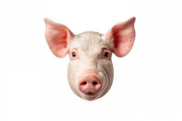Close-up image of a pig's head against a plain white backdrop