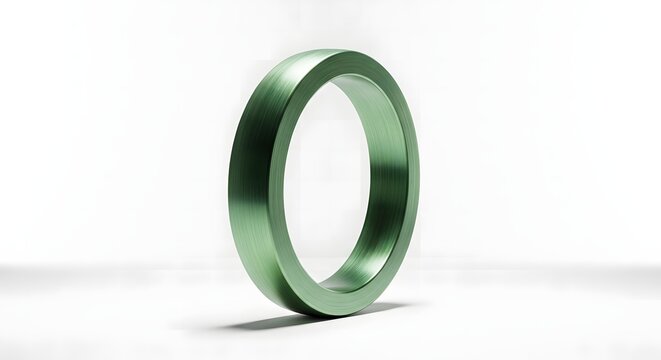 3D render of a metallic green ring isolated on white background