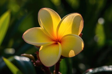 Sunlight Shining on Plumeria Flowers