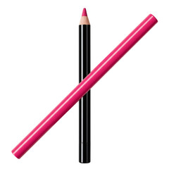 ピンク色と黒色鉛筆の交差したクローズアップ画像 透明な背景に分離された筆記具の鮮やかなカラーと詳細