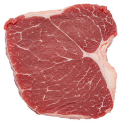 透明背景の赤身肉のクローズアップ 高品質食材のテクスチャとディテール 鮮やかな赤とピンク色の生肉の塊