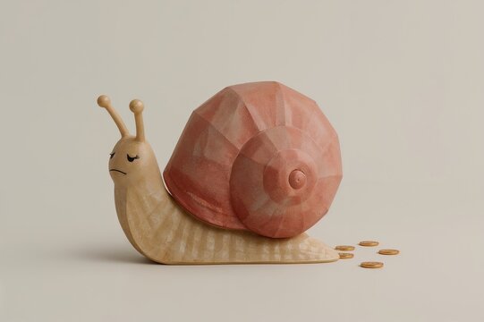 3D Render of a Sluggish Snail Representing Polygon Matic Cryptocurrency