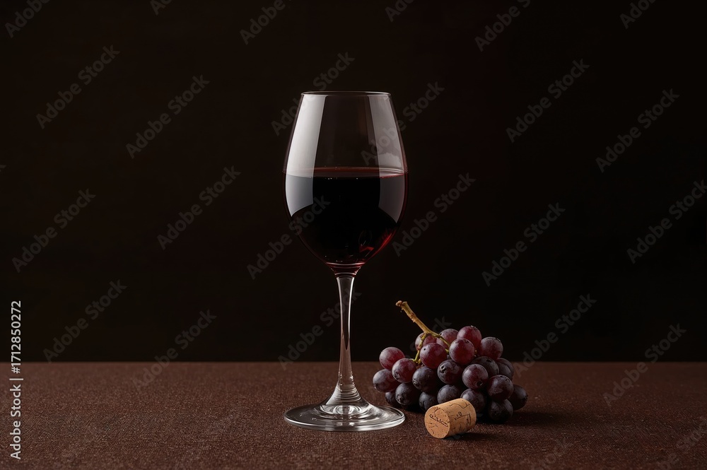Poster glass of red wine against a dark backdrop with empty space
