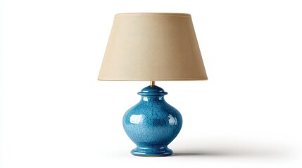 stylish blue table lamp with beige shade perfect for home decor isolated on transparent background