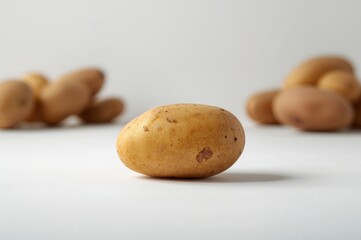 Fototapeta premium White background showcasing a single potato