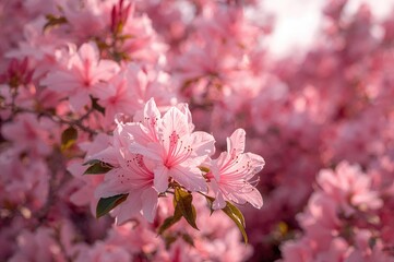 Fototapeta premium Azalea blooms in shades of pink