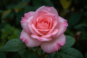 A rose showcasing its natural charm with pink and white hues