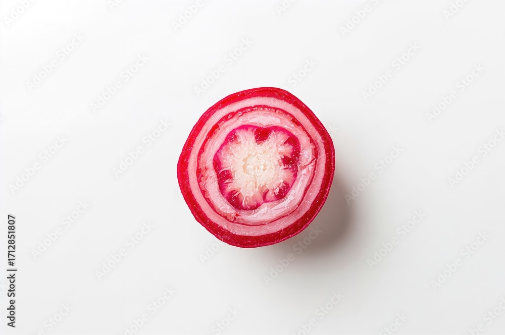Poster isolated slice of radish with clipping path and complete focus