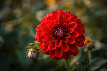 Crimson flowers blossoming in a springtime garden