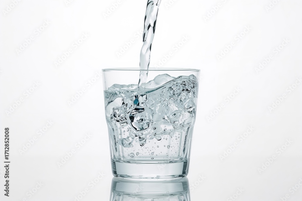 Poster water being poured into a glass causing it to overflow