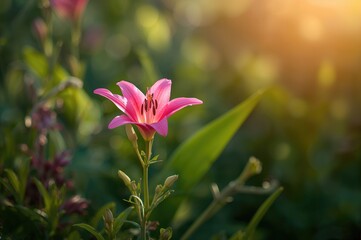 Fototapeta premium Bright Pink Rain Lily Blossom