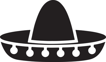 Mariachi hat glyph silhouette, traditional Mexican attire vector EPS, festive music icon for download