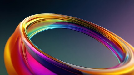 3d circular ring shape in gradient colors  transparent glass effect abstract design for backgrounds digital art