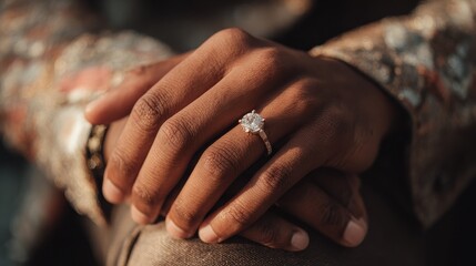 weekday wedding vibes closeup of a persons hands wearing a ring clasped together in a relaxed pose