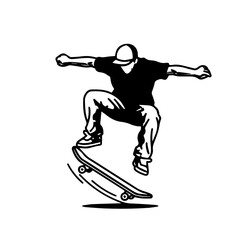 Obraz premium Silhouette of Skateboarder Performing an Aerial Trick with Arms Outstretched.