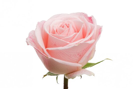 White background with isolated pink and white rose