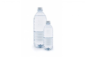 Fototapeta premium Large and small plastic water bottles on a white backdrop with clipping path.