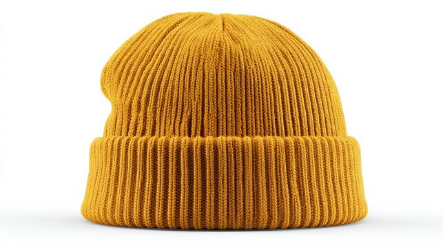 cozy mustard yellow knit beanie hat perfect for autumn and winter soft texture simple design warm