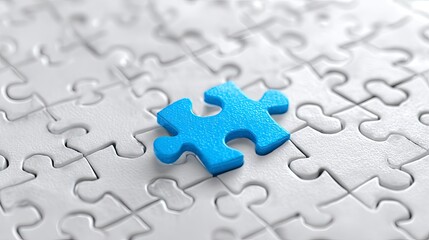 Single blue puzzle piece among white