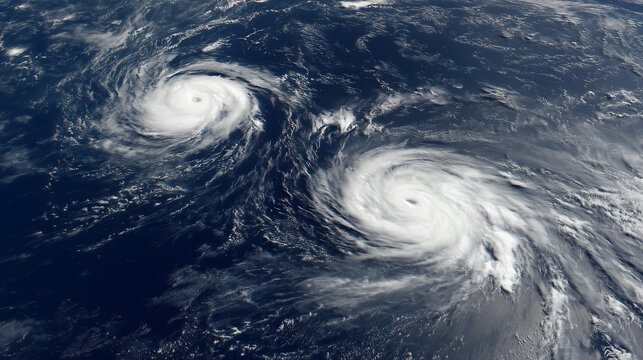 Hurricane formation and impact analysis atlantic ocean satellite imagery natural phenomena aerial view climate study - Powered by Adobe