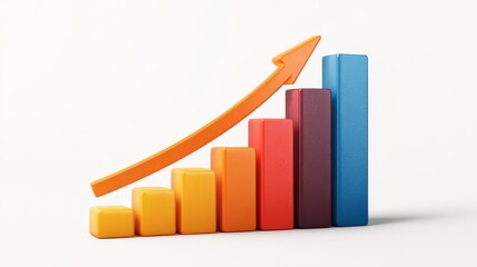 growth chart with rising arrow 3d rendered isolated on transparent background