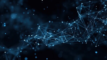 Fototapeta premium abstract blue network of connected dots and lines on a dark background creating a modern design