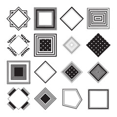 Geometric Frames and Borders Vector Set, Square, Diamond, Outline Shape Silhouettes for Decorative and Modern Design