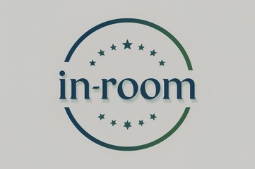 Modern 'In-room' emblem featuring wireframe and star details within a polished circular frame. Clear typography conveys ease, trustworthiness, and dependability for travelers.