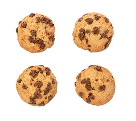 Chocolate chip cookies with chocolate drops isolated