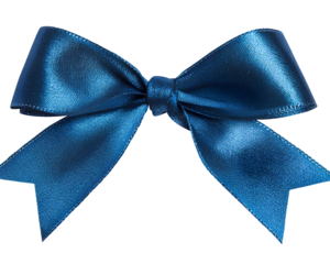 blue ribbon with bow isolated on transparent