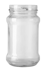 Empty clear glass jar with transparent background