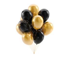 Elegant Black and Gold Balloons on Black Background