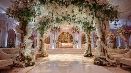 Fototapeta premium a wedding planner ensures every detail from the venue to the bridal gown and bridesmaid dresses is perfect creating a dream celebration for the bride and groom