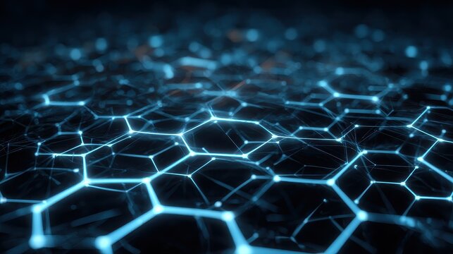 glowing blue network hexagons abstract