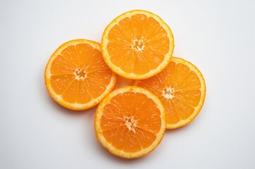 Fototapeta premium Slices of Mature Orange Fruit on a White Backdrop