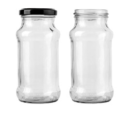 Obraz na płótnie Canvas Empty glass jars with and without lid