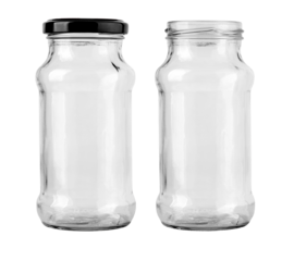 Empty glass jars with and without lid
