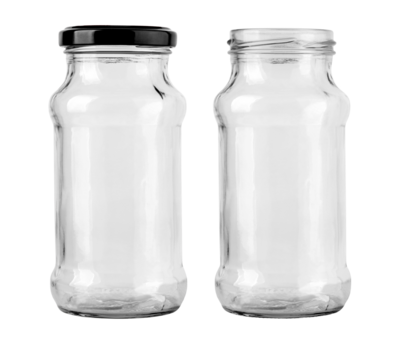 Empty glass jars with and without lid