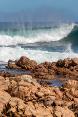 Heavy surf breaking at Yallingup Beach, Margaret River area, Shire of Augusta in the SW Region of Western Australia WA