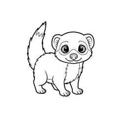 Cute Cartoon Mongoose Outline Illustration for Coloring Books and Educational Activities, Emphasizing Simplicity and Charm with Clear Lines on a White Background.