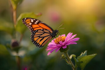 Fototapeta premium Butterfly perched on a blossom
