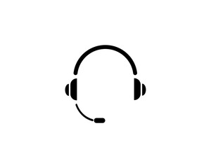 Headset icon, Support Headphone. Flat Vector Icon illustration. Simple black symbol on white background. Headset, Support Headphone sign design template for web and mobile UI element

