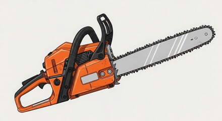 Fototapeta premium Powerful Orange Chainsaw for Efficient Wood Cutting and Outdoor Projects