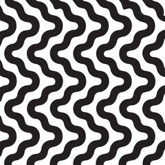 Abstract black and white wavy lines forming a repeating geometric pattern with a sense of movement and optical illusion