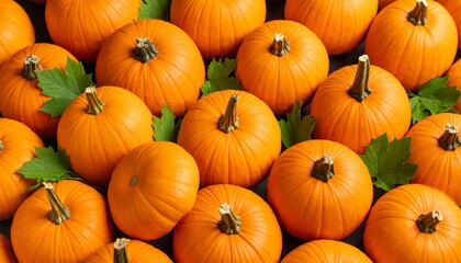 Pumpkins and leaves close-up